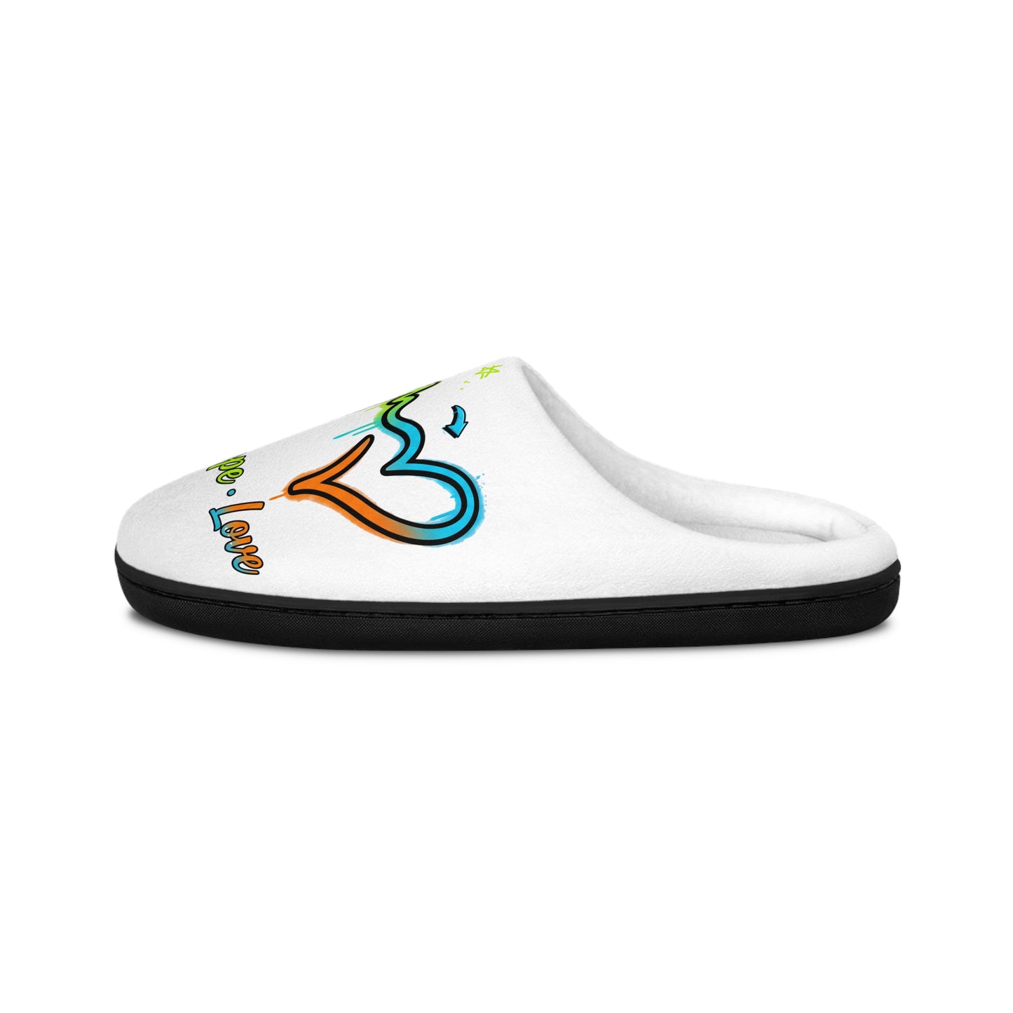 Indoor Slippers — Colorful Faith Cross & Heartbeat Design