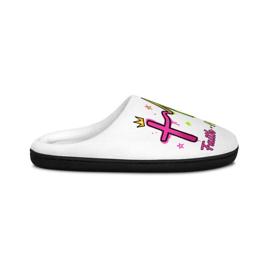 Indoor Slippers — Colorful Faith Cross & Heartbeat Design