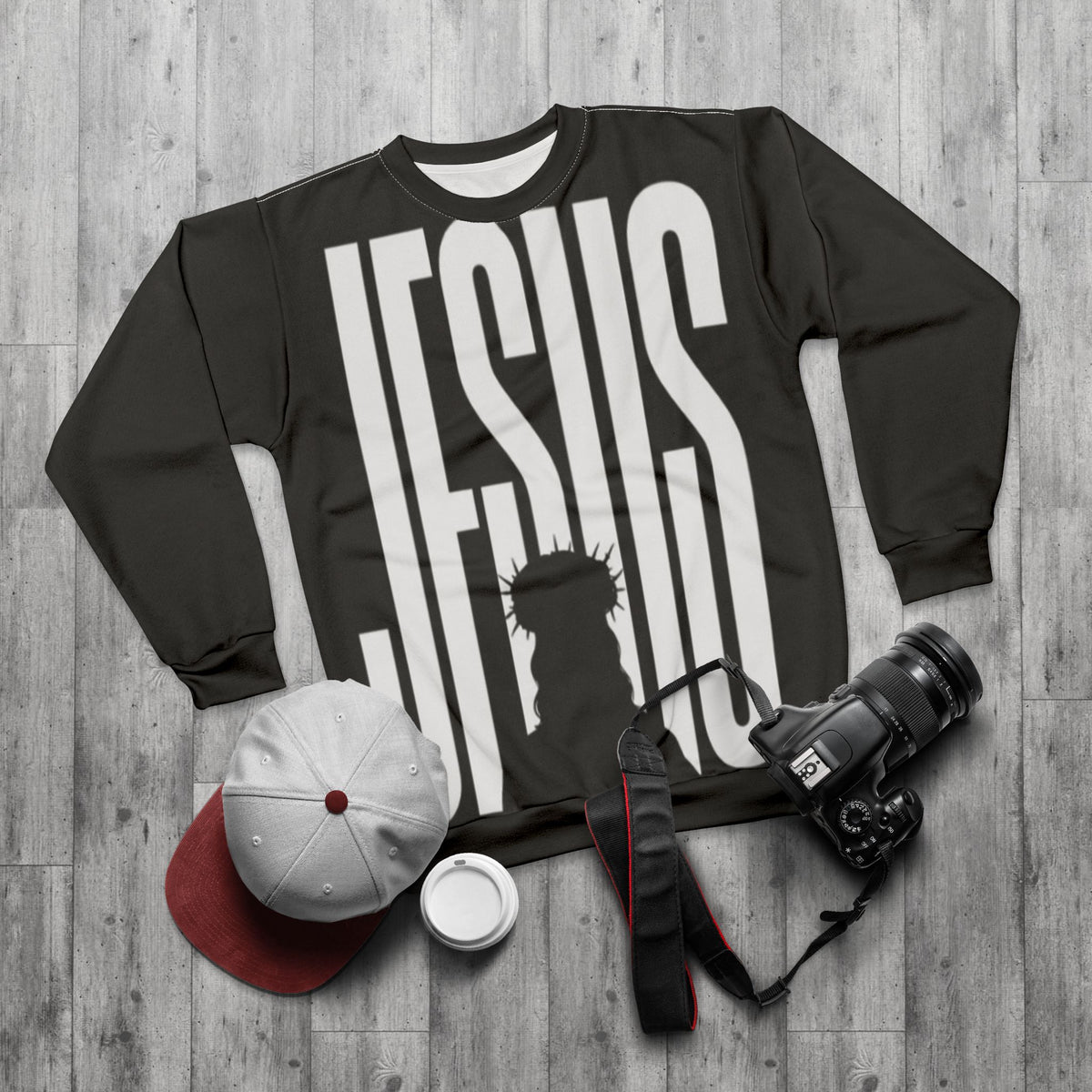 Jesus King Graphic Sweatshirt — Bold Christian All-Over Print