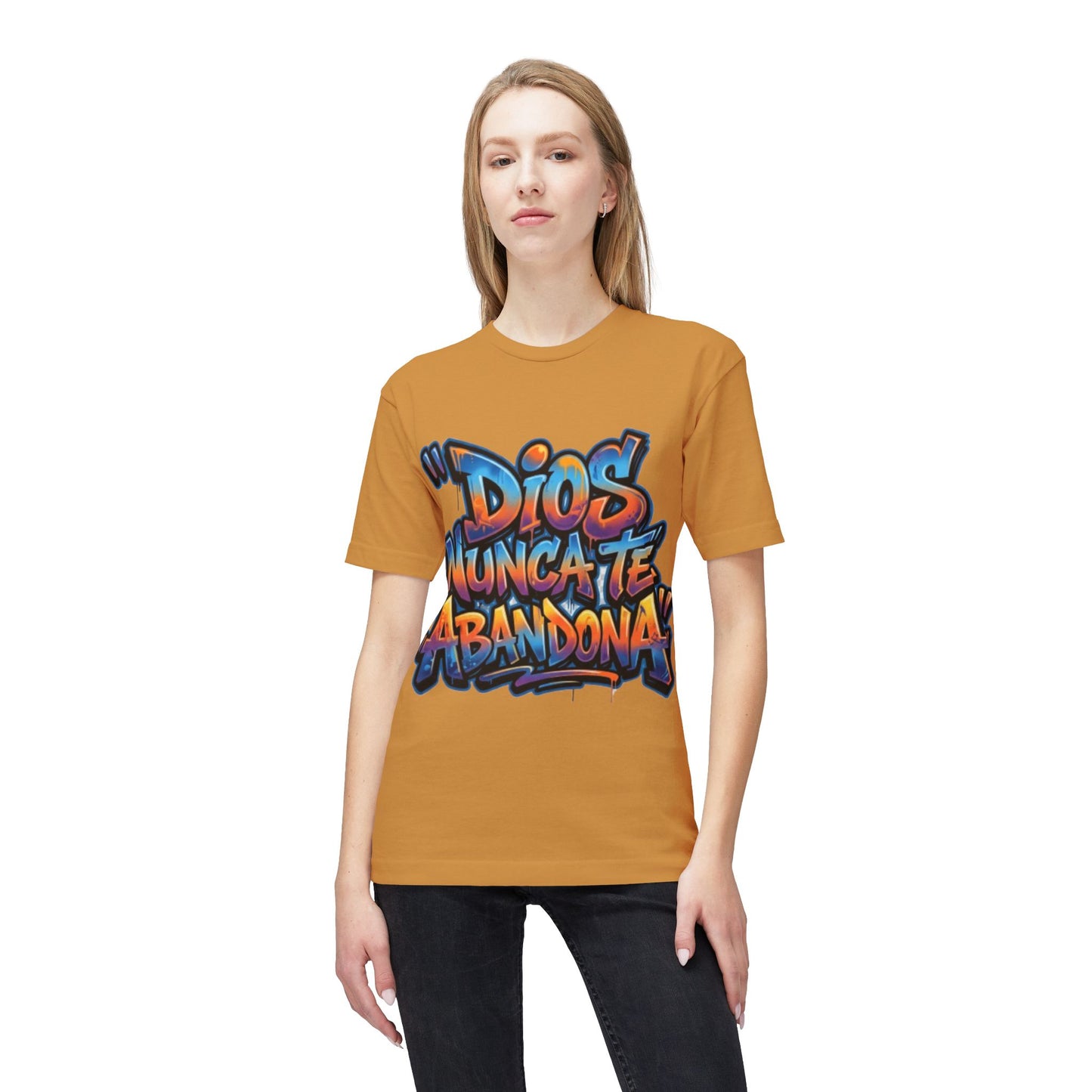 Dios Nunca Te Abandona Graphic T-Shirt — Colorful Spanish Faith Tee