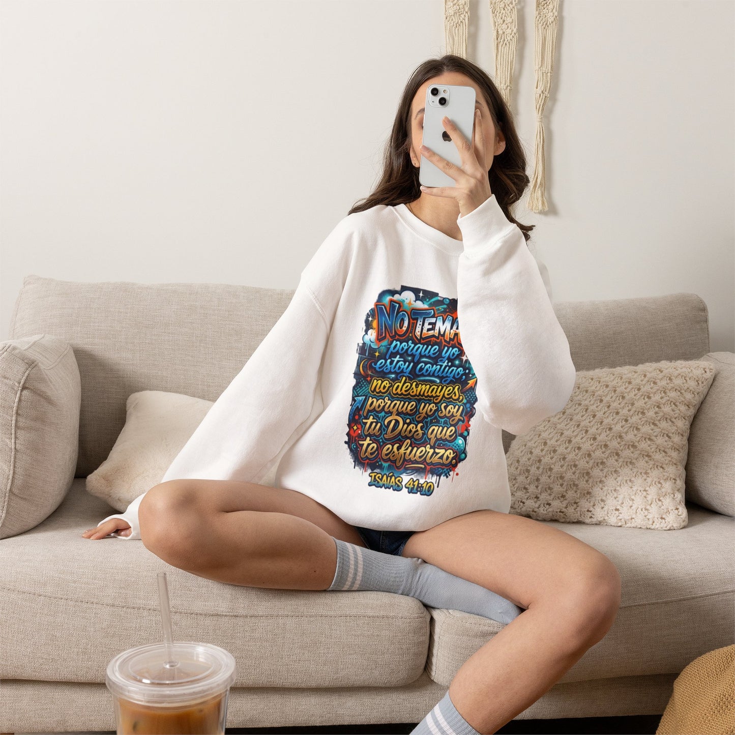 Sweatshirt — "No temas" Spanish Faith Crewneck (Isaías 41:10)