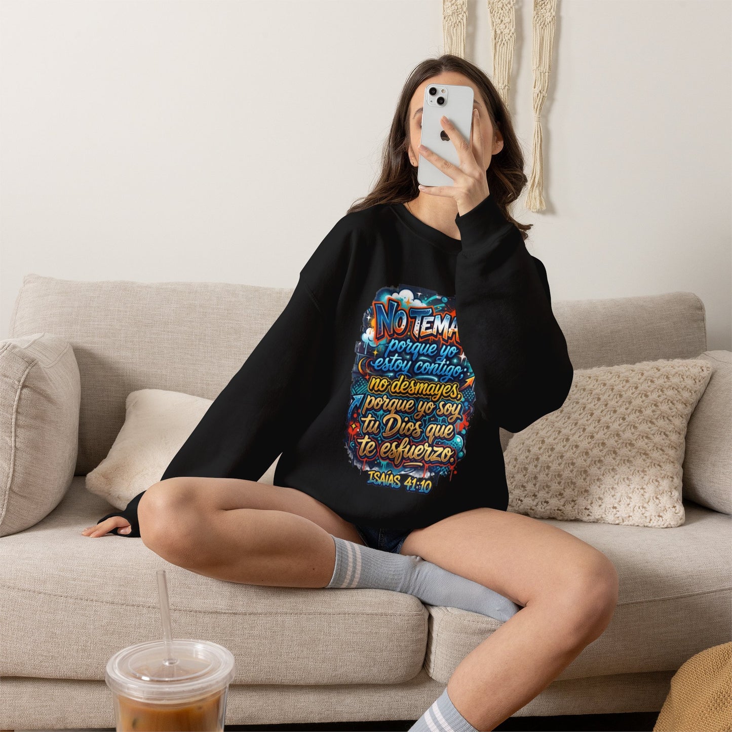 Sweatshirt — "No temas" Spanish Faith Crewneck (Isaías 41:10)
