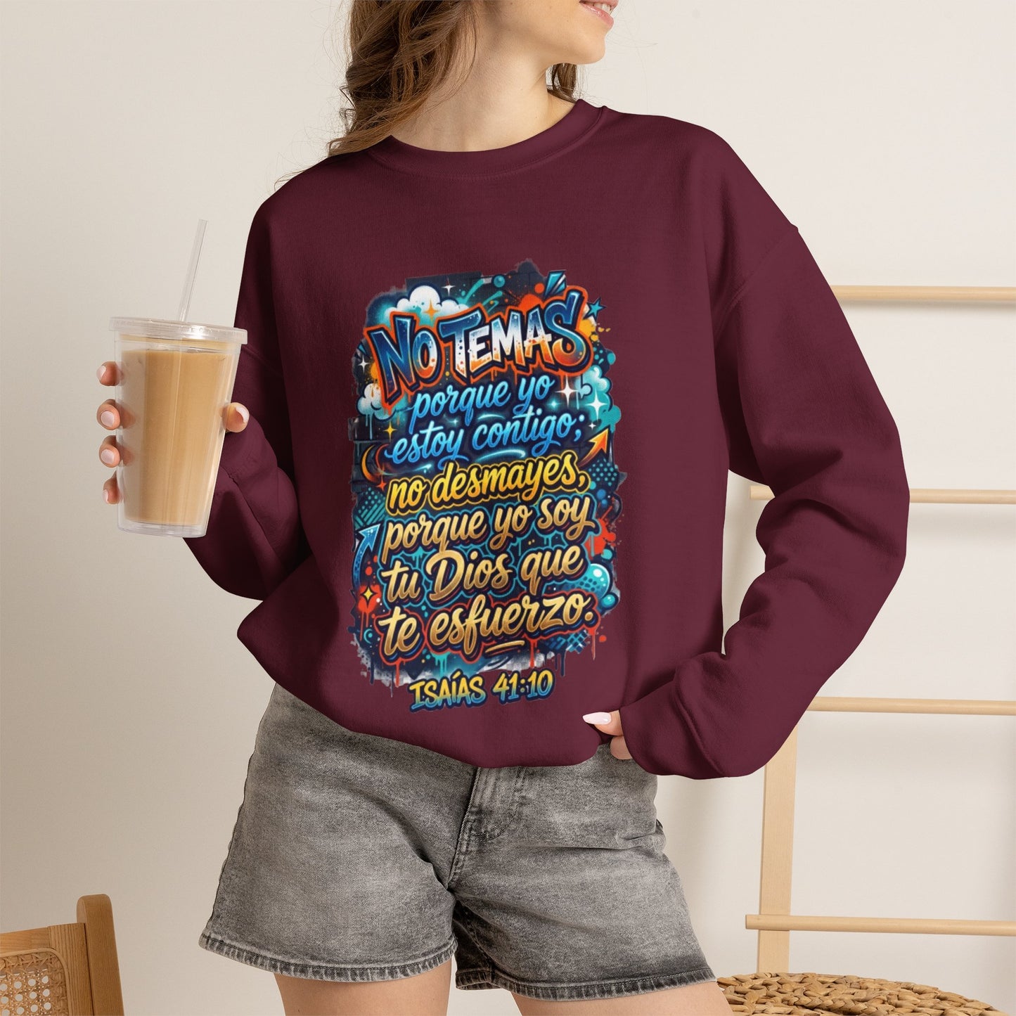 Sweatshirt — "No temas" Spanish Faith Crewneck (Isaías 41:10)