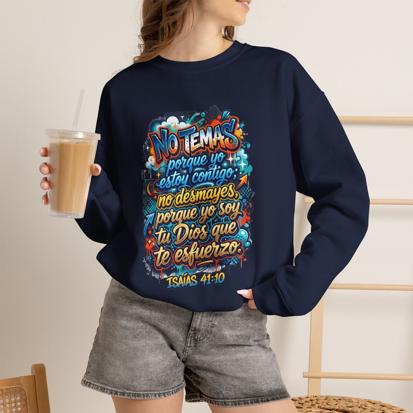Sweatshirt — "No temas" Spanish Faith Crewneck (Isaías 41:10)