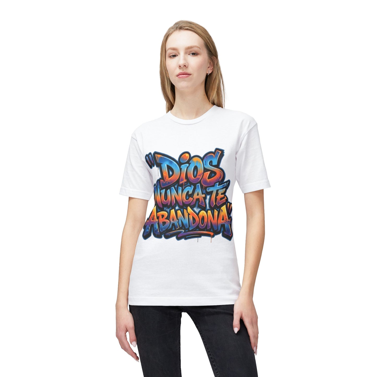 Dios Nunca Te Abandona Graphic T-Shirt — Colorful Spanish Faith Tee