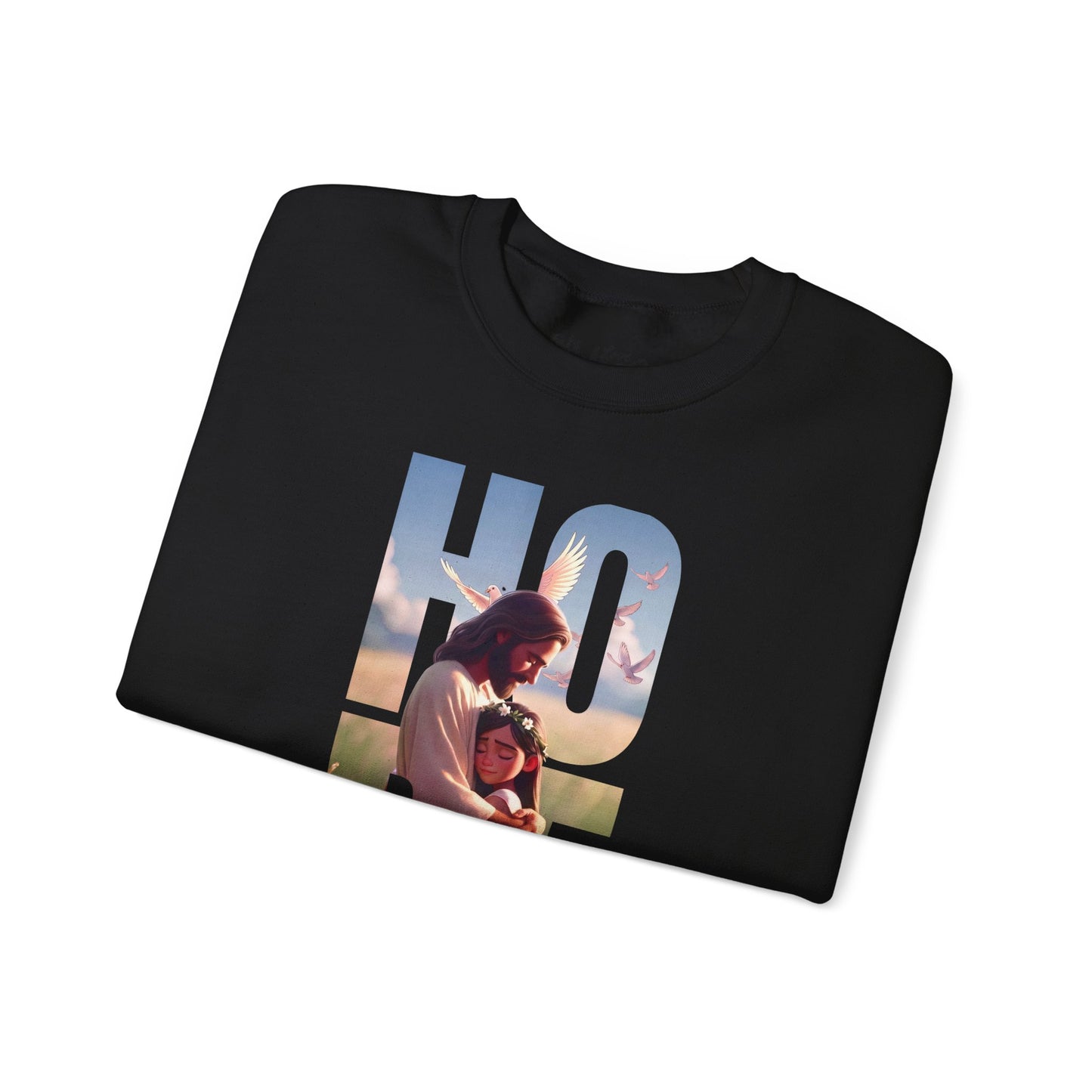 Hope Crewneck Sweatshirt — "Hope: Jesus never leaves you" Christian Faith Pullover