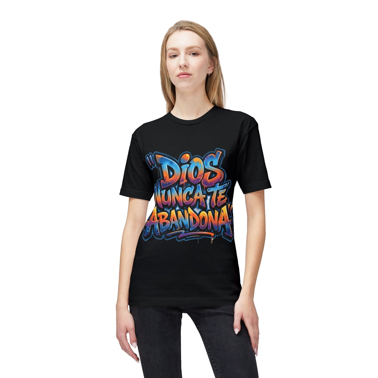 Dios Nunca Te Abandona Graphic T-Shirt — Colorful Spanish Faith Tee