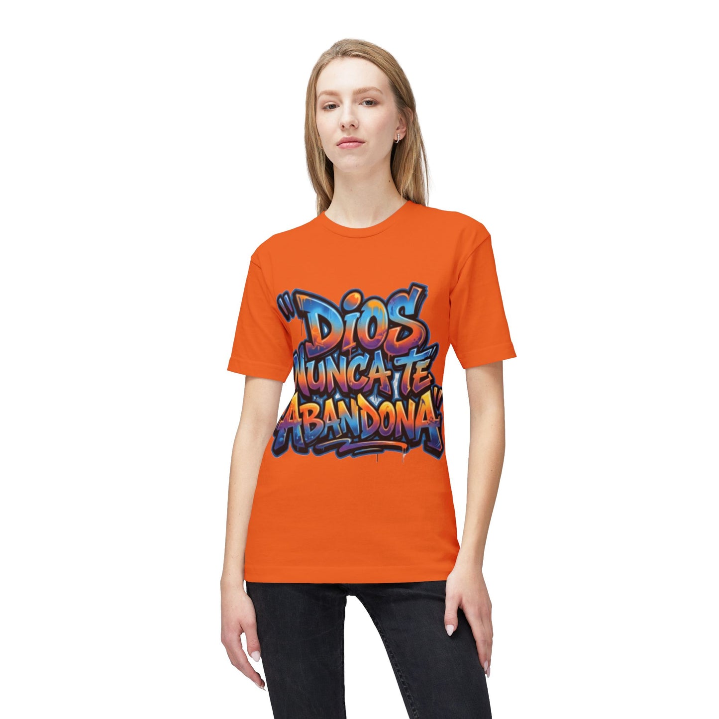 Dios Nunca Te Abandona Graphic T-Shirt — Colorful Spanish Faith Tee