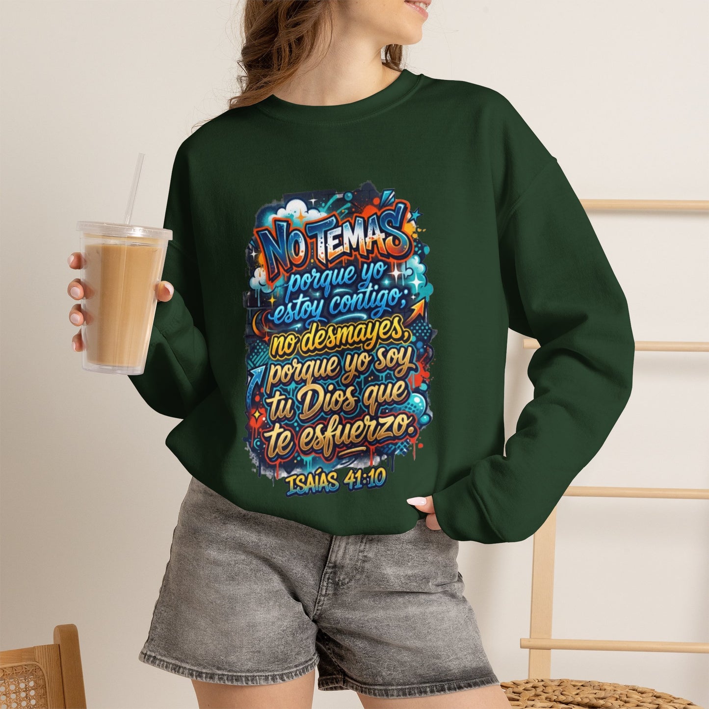 Sweatshirt — "No temas" Spanish Faith Crewneck (Isaías 41:10)