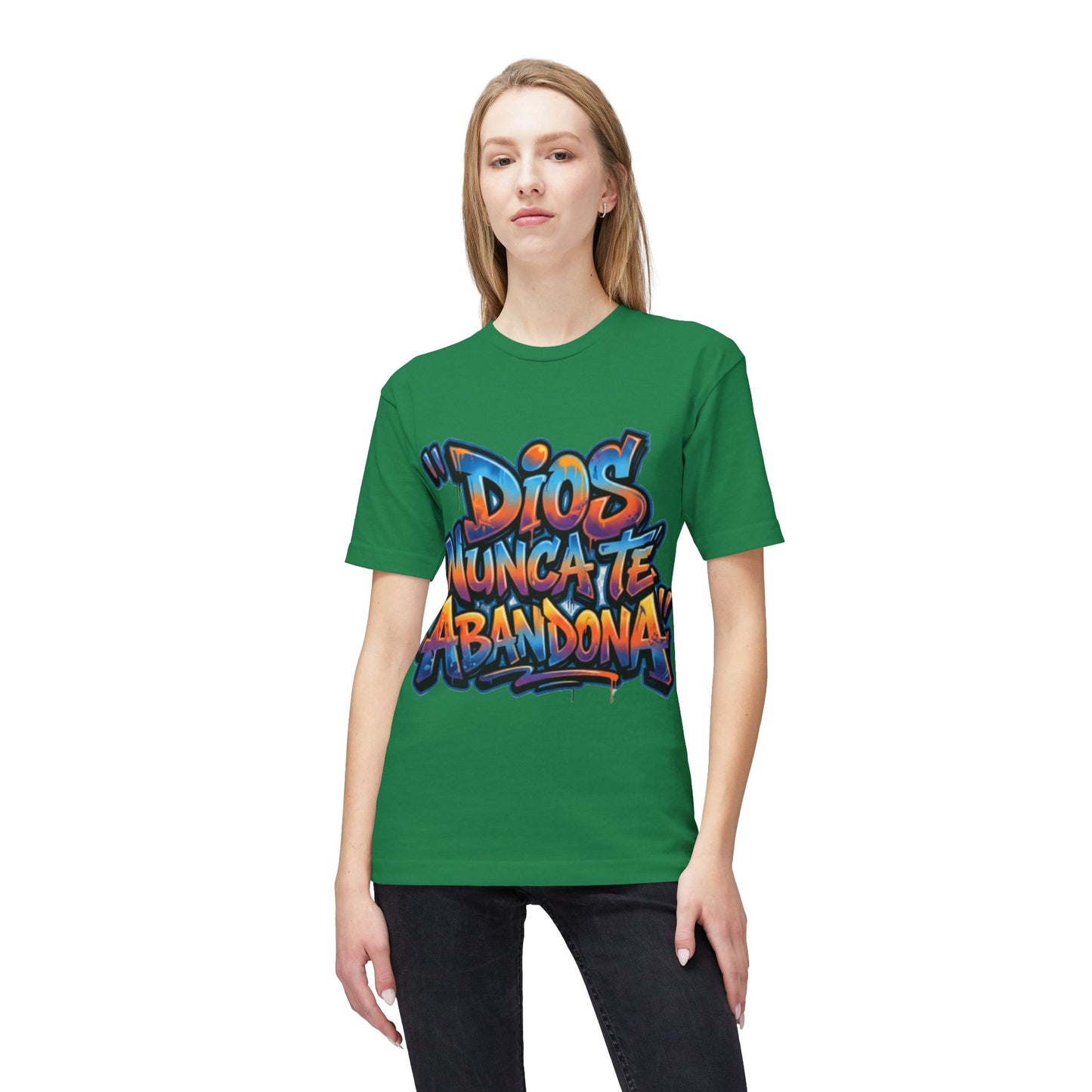 Dios Nunca Te Abandona Graphic T-Shirt — Colorful Spanish Faith Tee