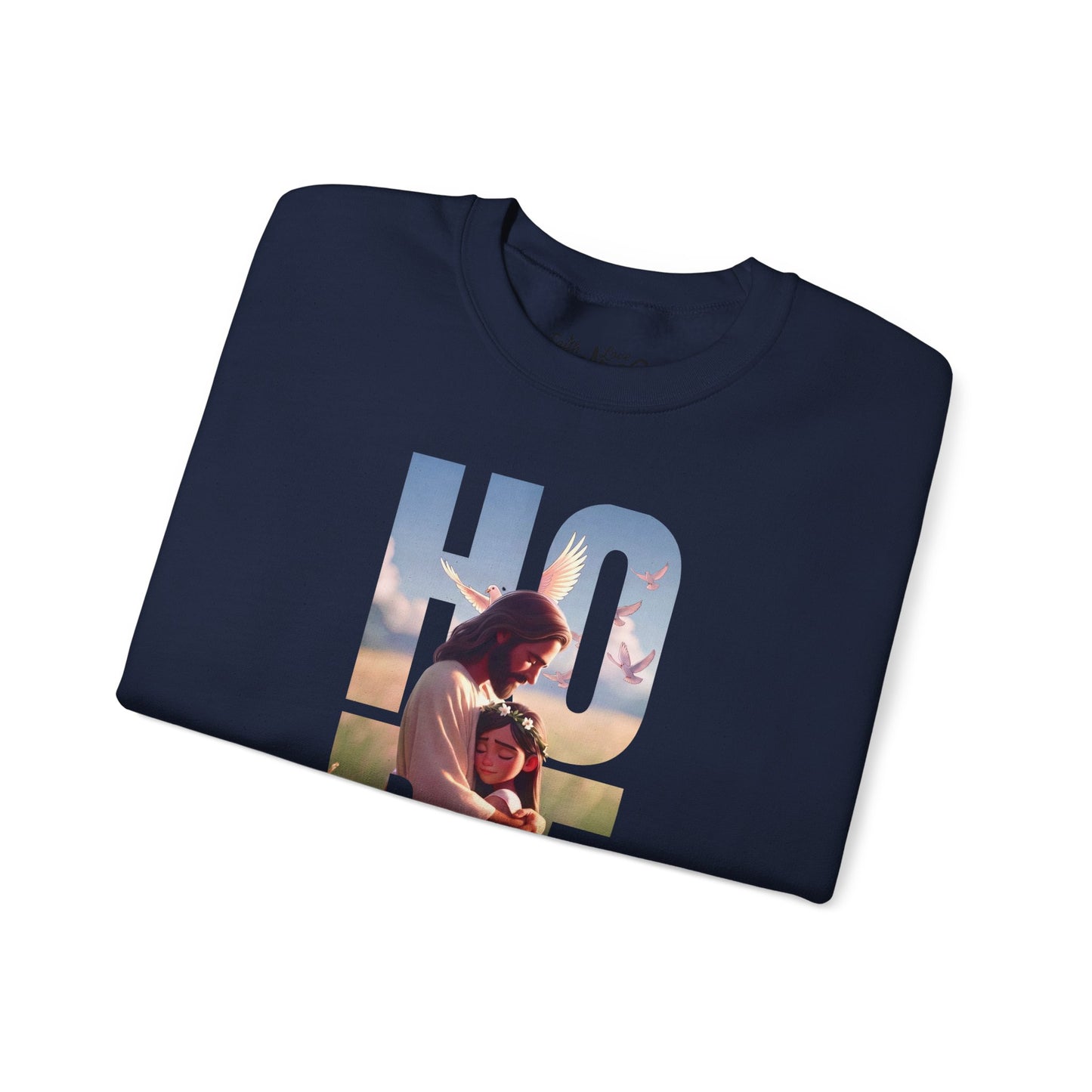 Hope Crewneck Sweatshirt — "Hope: Jesus never leaves you" Christian Faith Pullover