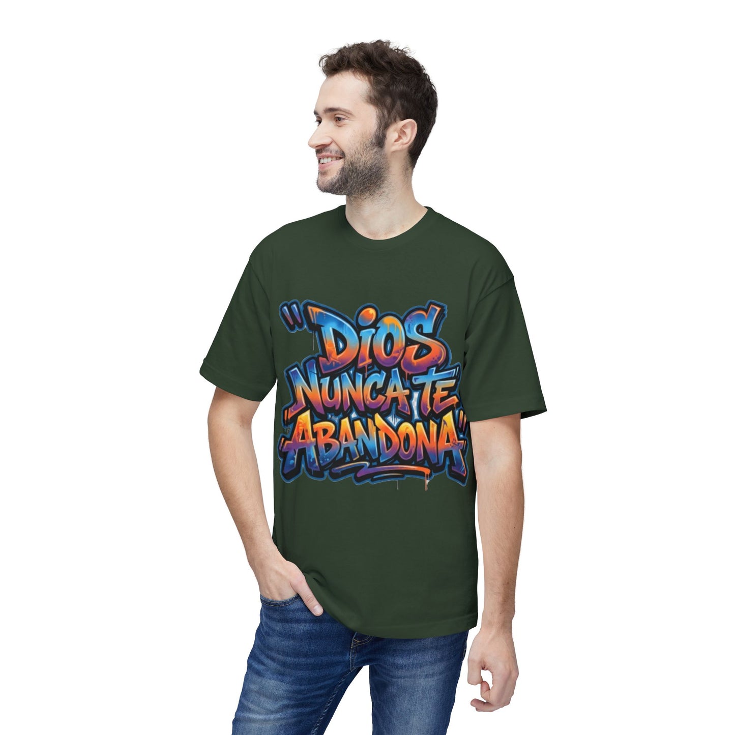 Dios Nunca Te Abandona Graphic T-Shirt — Colorful Spanish Faith Tee