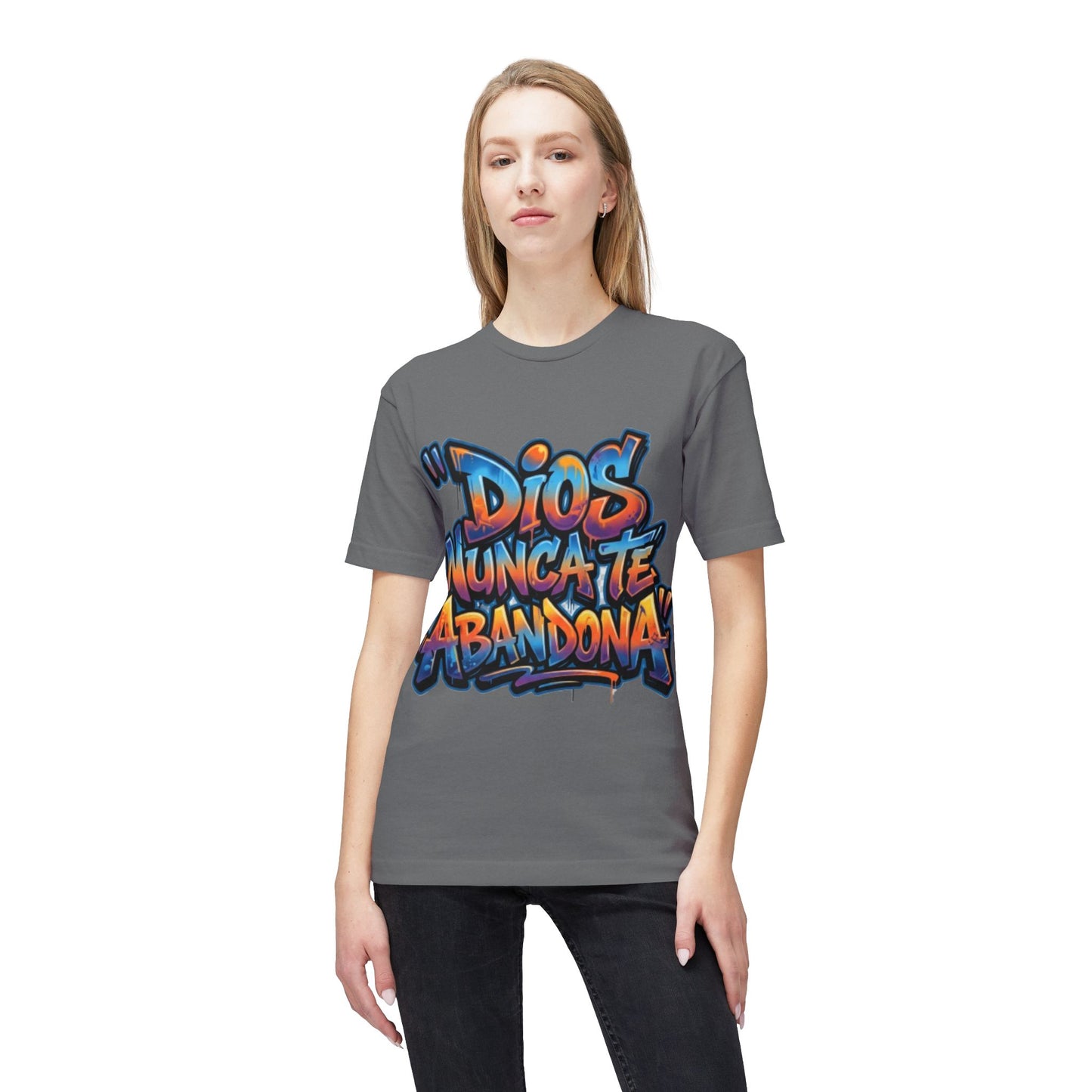 Dios Nunca Te Abandona Graphic T-Shirt — Colorful Spanish Faith Tee