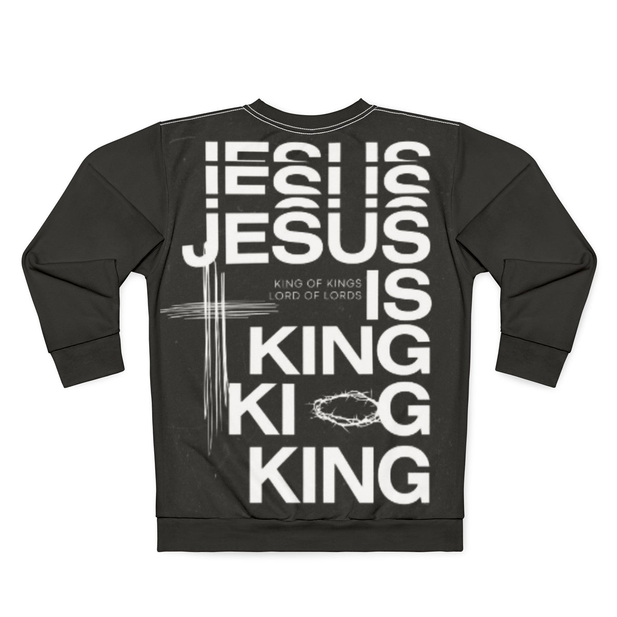Jesus King Graphic Sweatshirt — Bold Christian All-Over Print