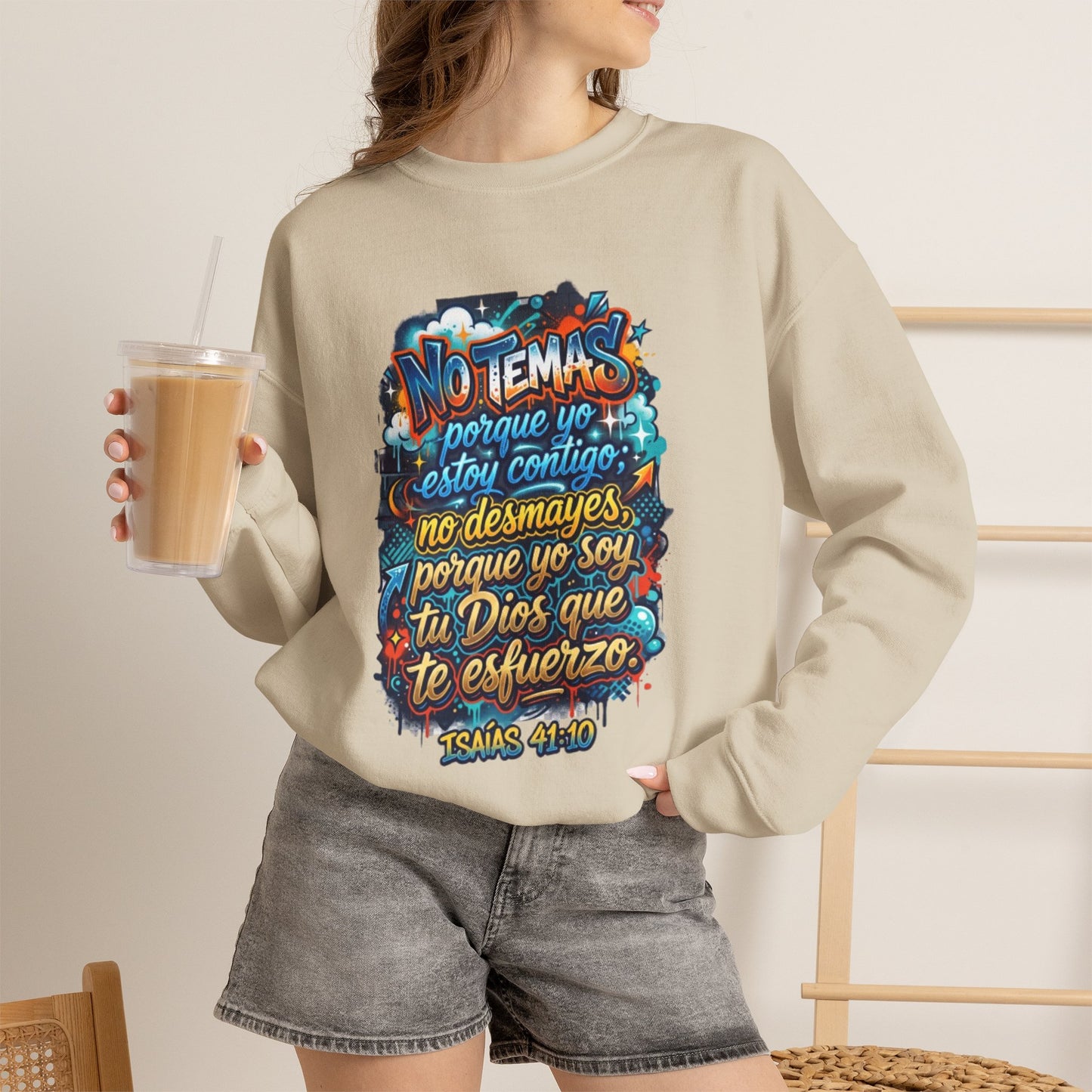 Sweatshirt — "No temas" Spanish Faith Crewneck (Isaías 41:10)