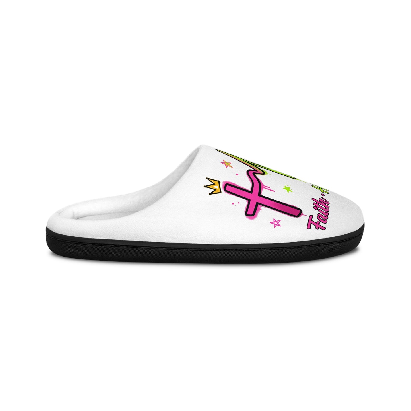 Indoor Slippers — Colorful Faith Cross & Heartbeat Design