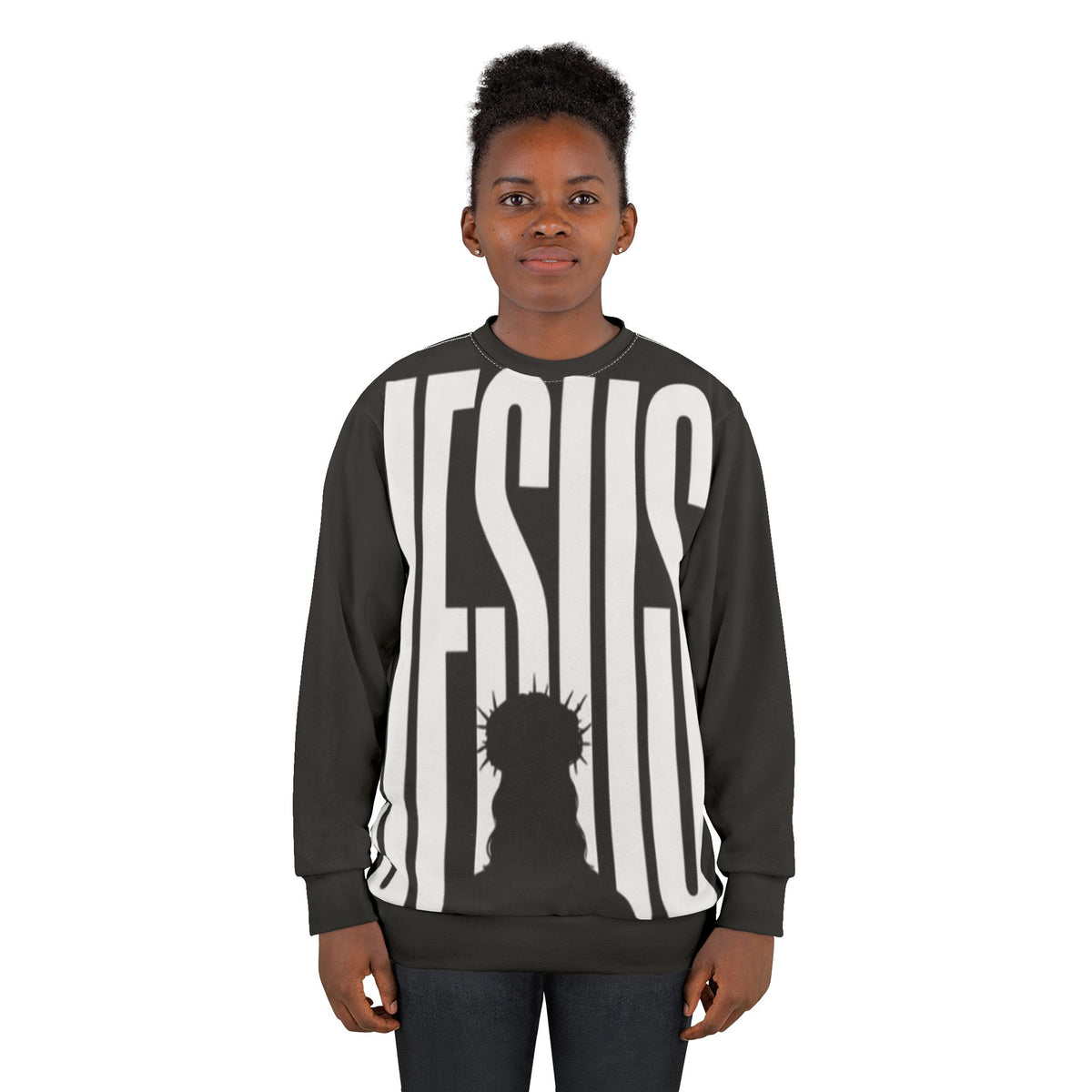 Jesus King Graphic Sweatshirt — Bold Christian All-Over Print