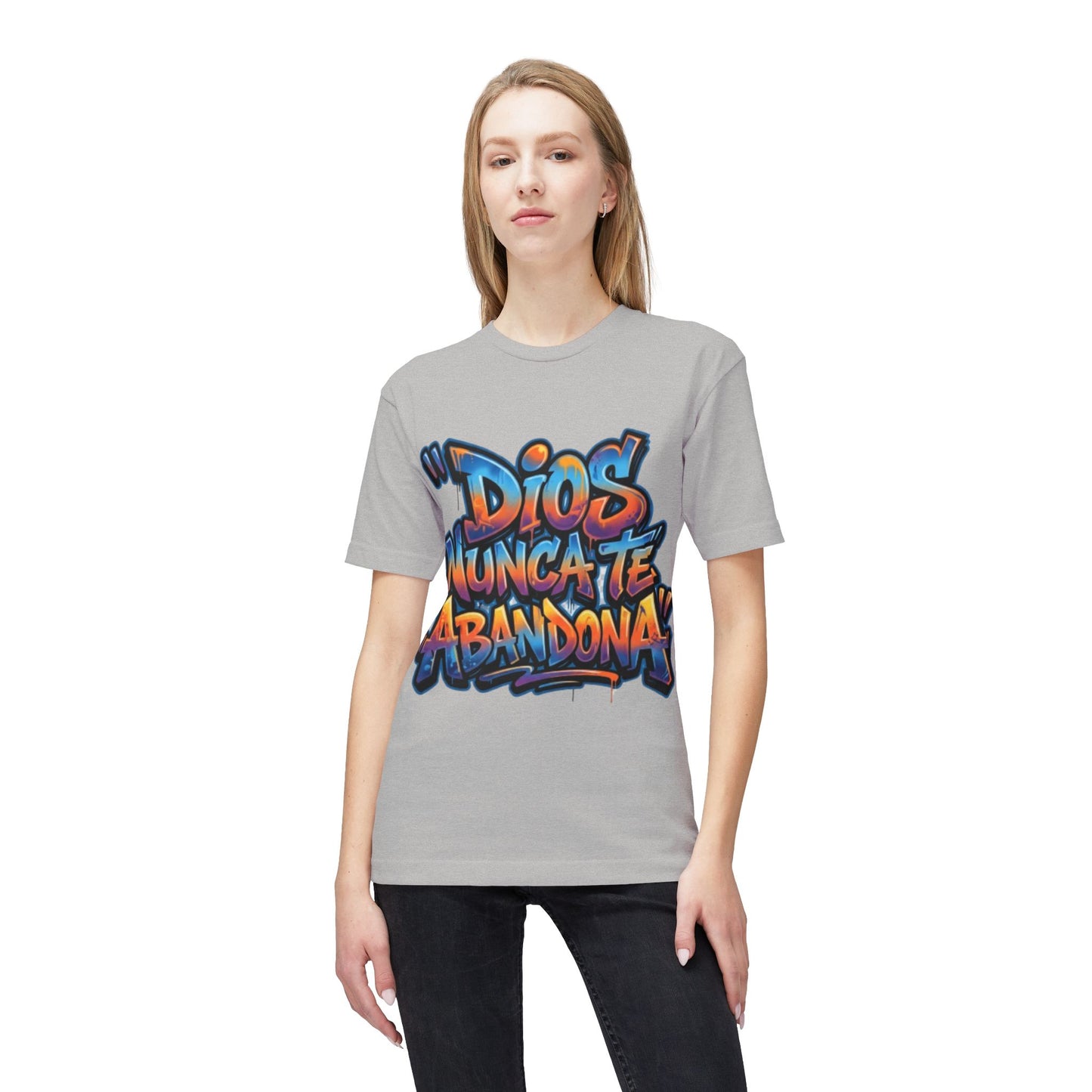Dios Nunca Te Abandona Graphic T-Shirt — Colorful Spanish Faith Tee