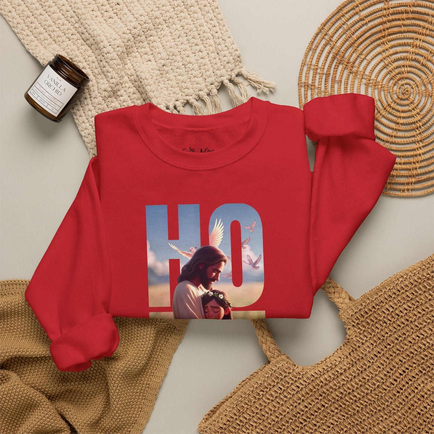 Hope Crewneck Sweatshirt — "Hope: Jesus never leaves you" Christian Faith Pullover