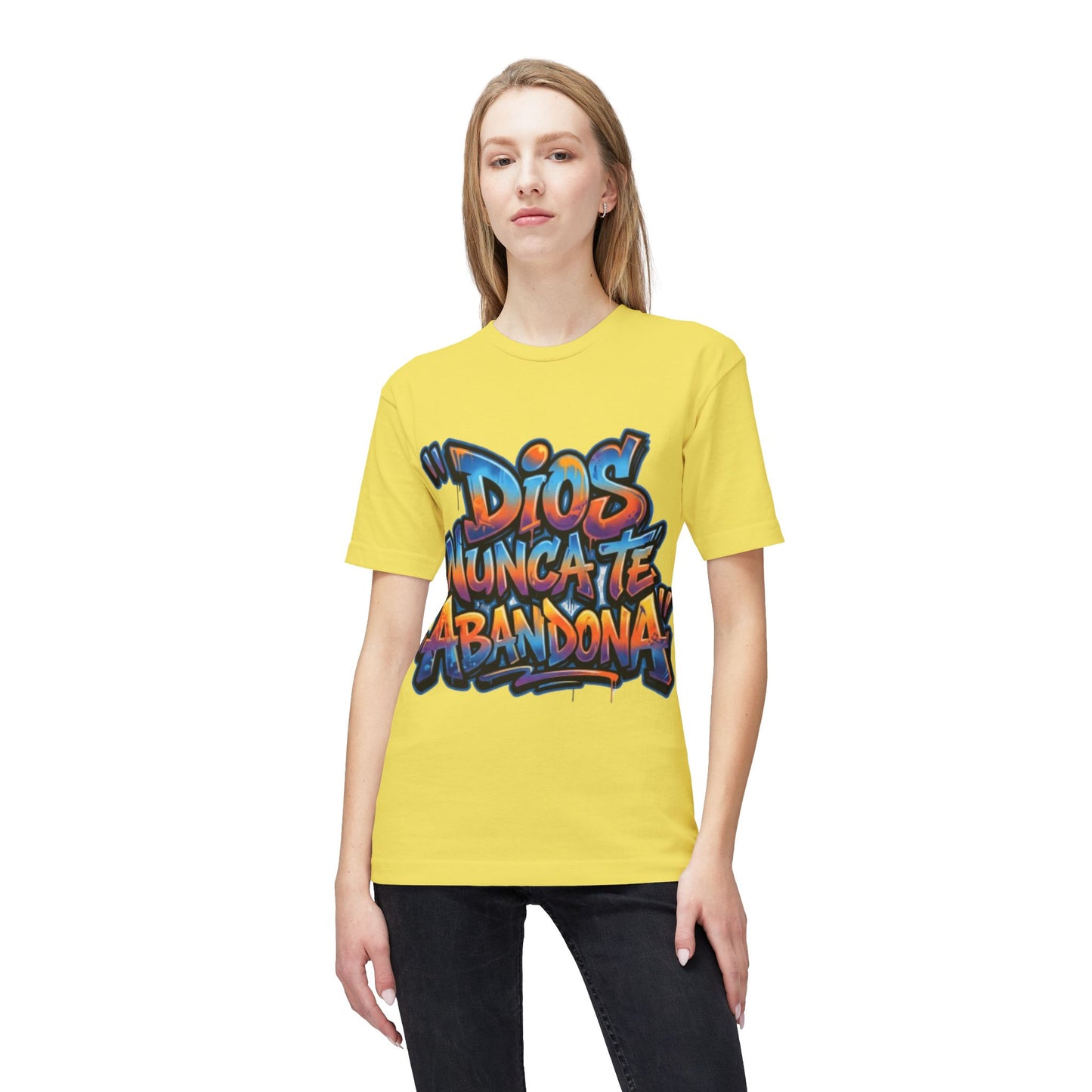 Dios Nunca Te Abandona Graphic T-Shirt — Colorful Spanish Faith Tee