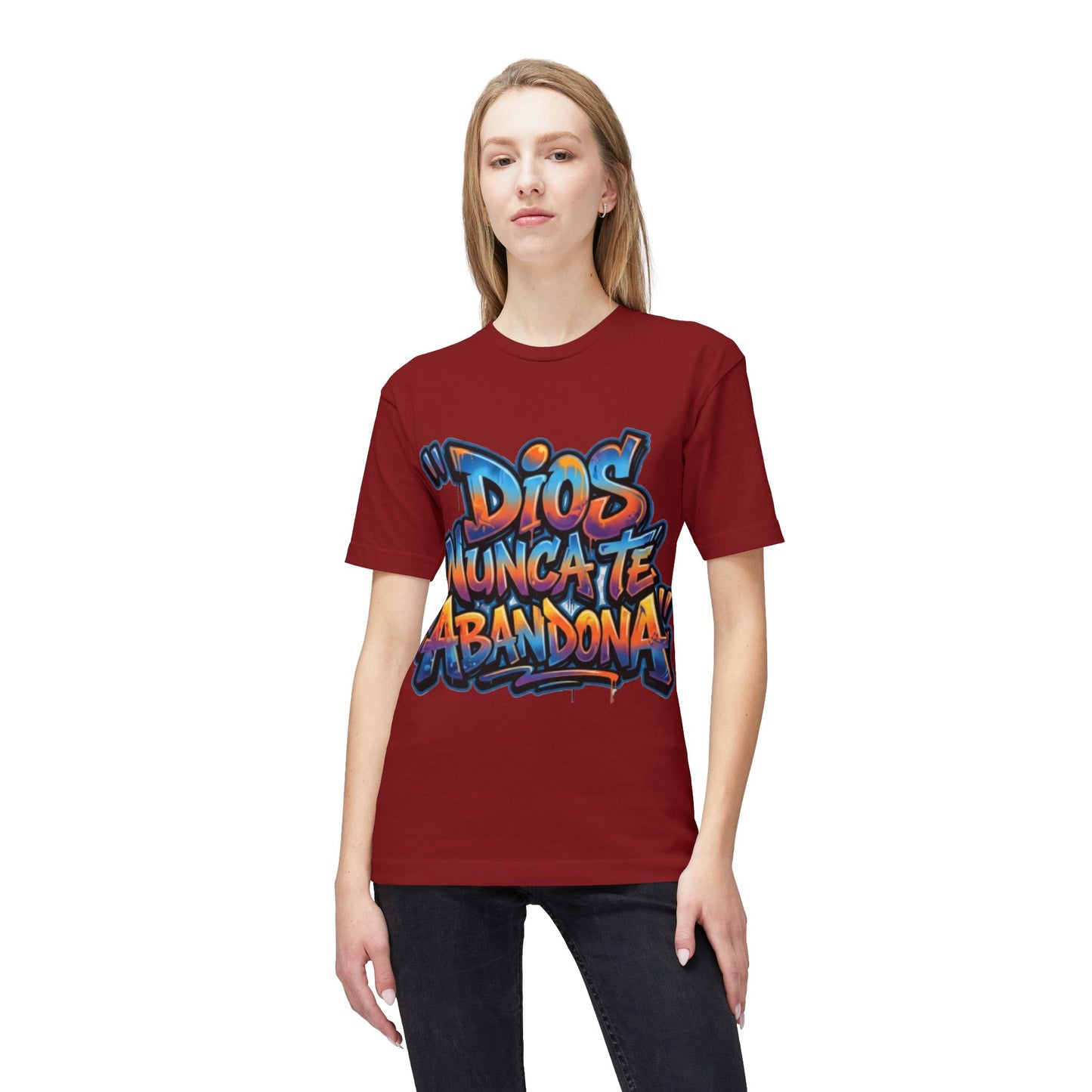 Dios Nunca Te Abandona Graphic T-Shirt — Colorful Spanish Faith Tee