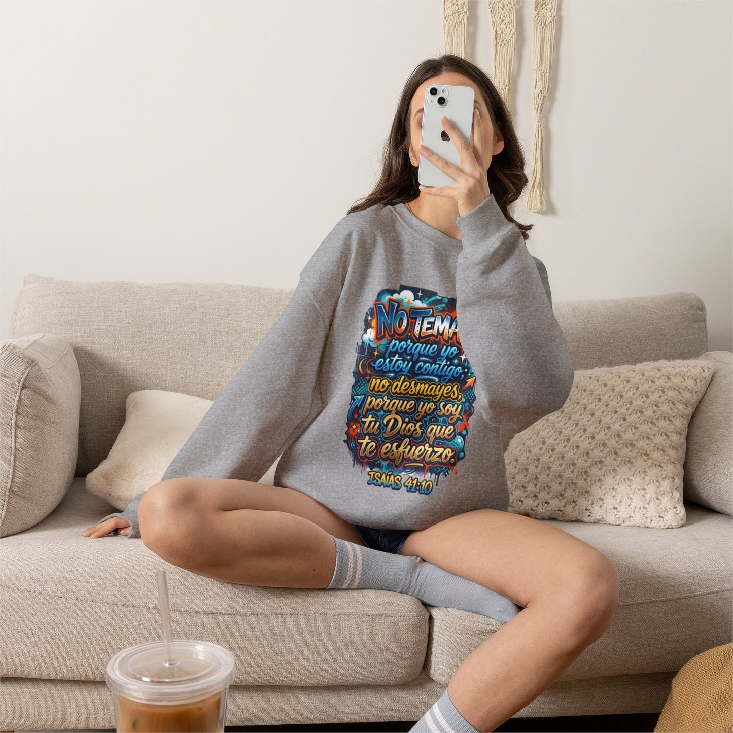 Sweatshirt — "No temas" Spanish Faith Crewneck (Isaías 41:10)