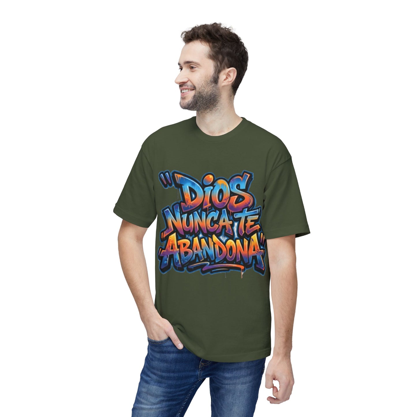 Dios Nunca Te Abandona Graphic T-Shirt — Colorful Spanish Faith Tee