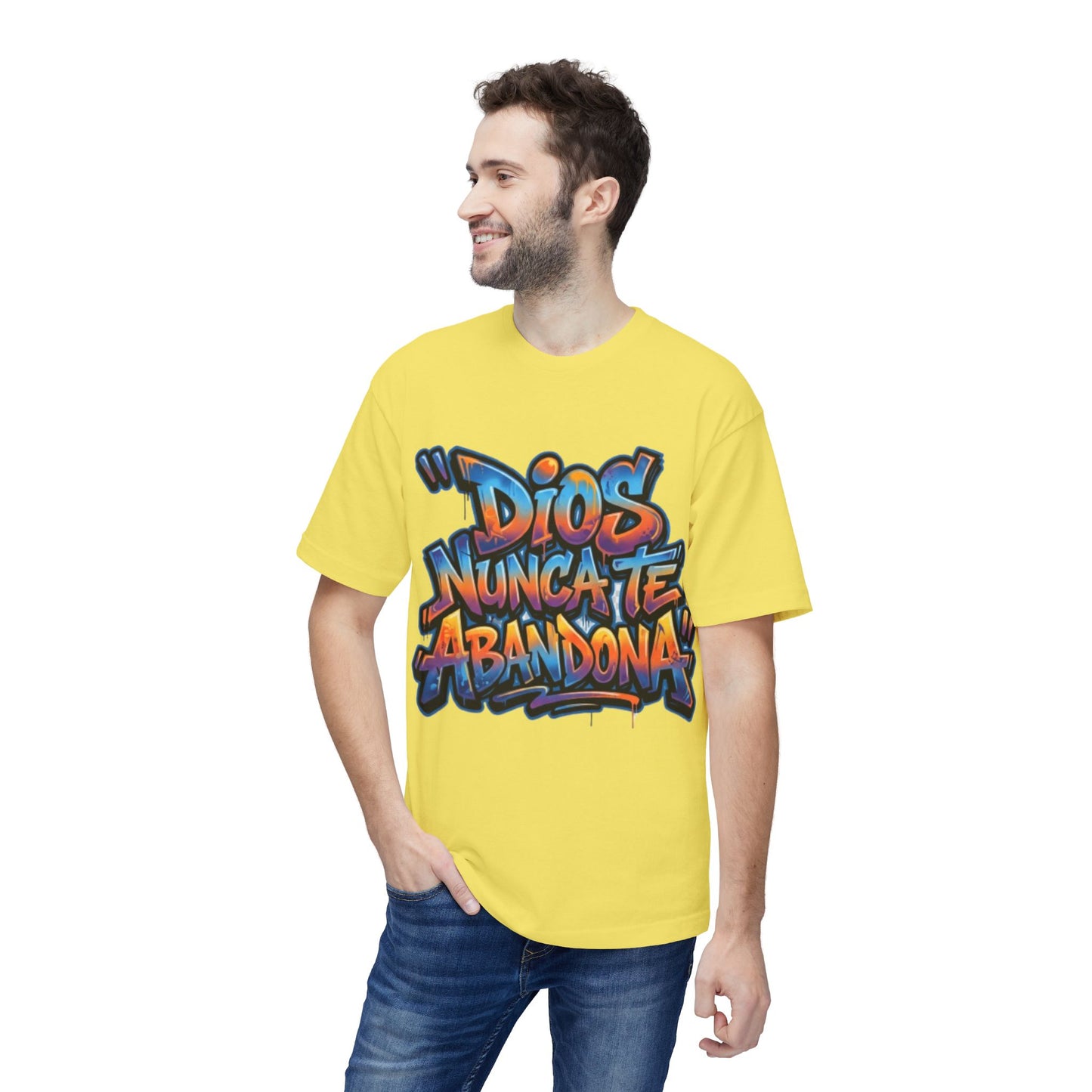 Dios Nunca Te Abandona Graphic T-Shirt — Colorful Spanish Faith Tee