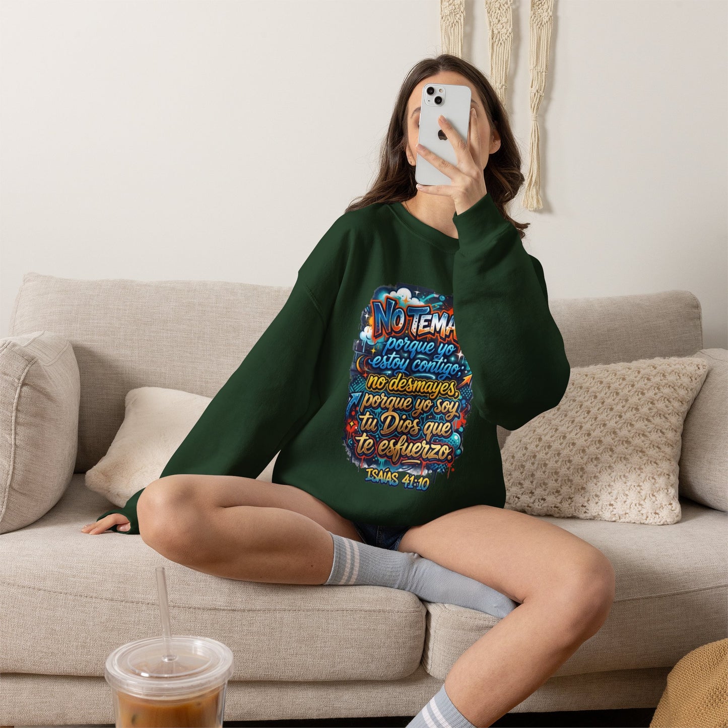 Sweatshirt — "No temas" Spanish Faith Crewneck (Isaías 41:10)
