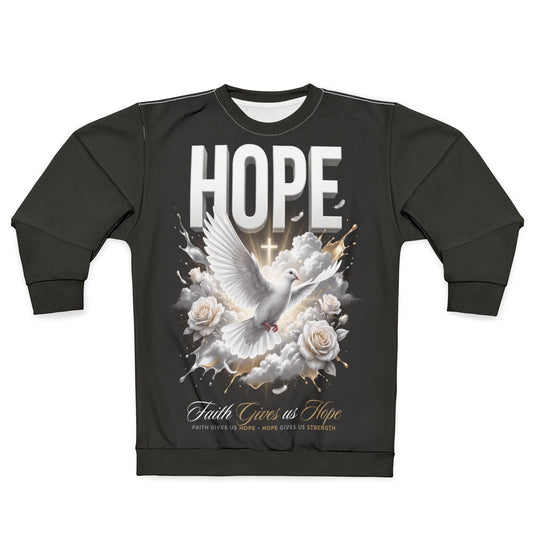 Christian Hope Sweatshirt — "Hope" & "Jesus Is King" All-Over Print