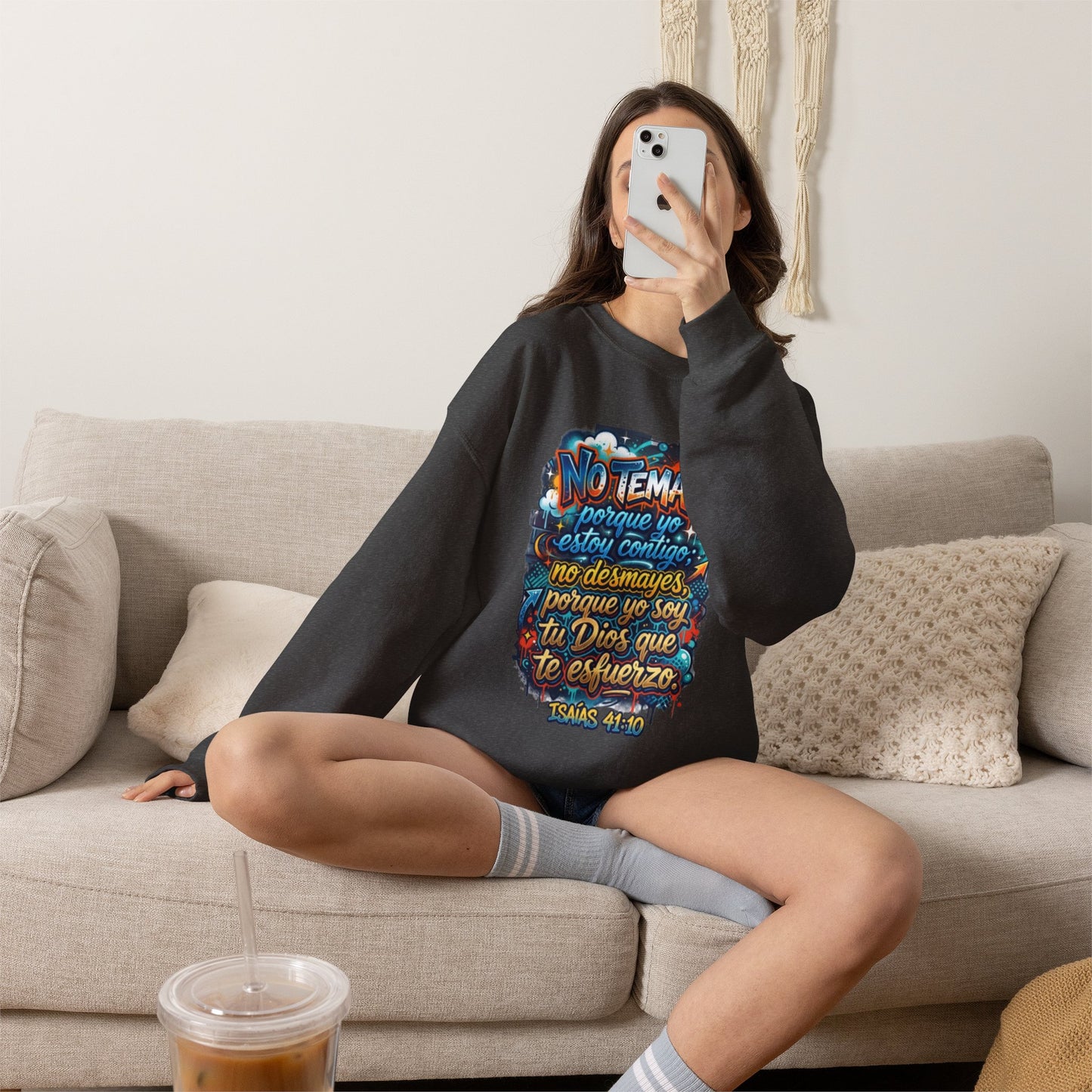 Sweatshirt — "No temas" Spanish Faith Crewneck (Isaías 41:10)