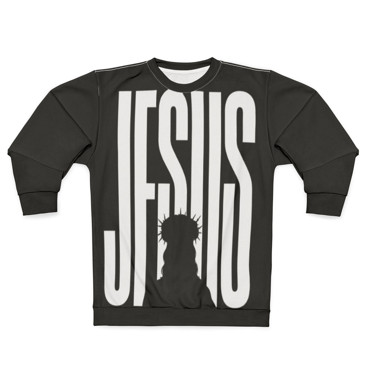 Jesus King Graphic Sweatshirt — Bold Christian All-Over Print
