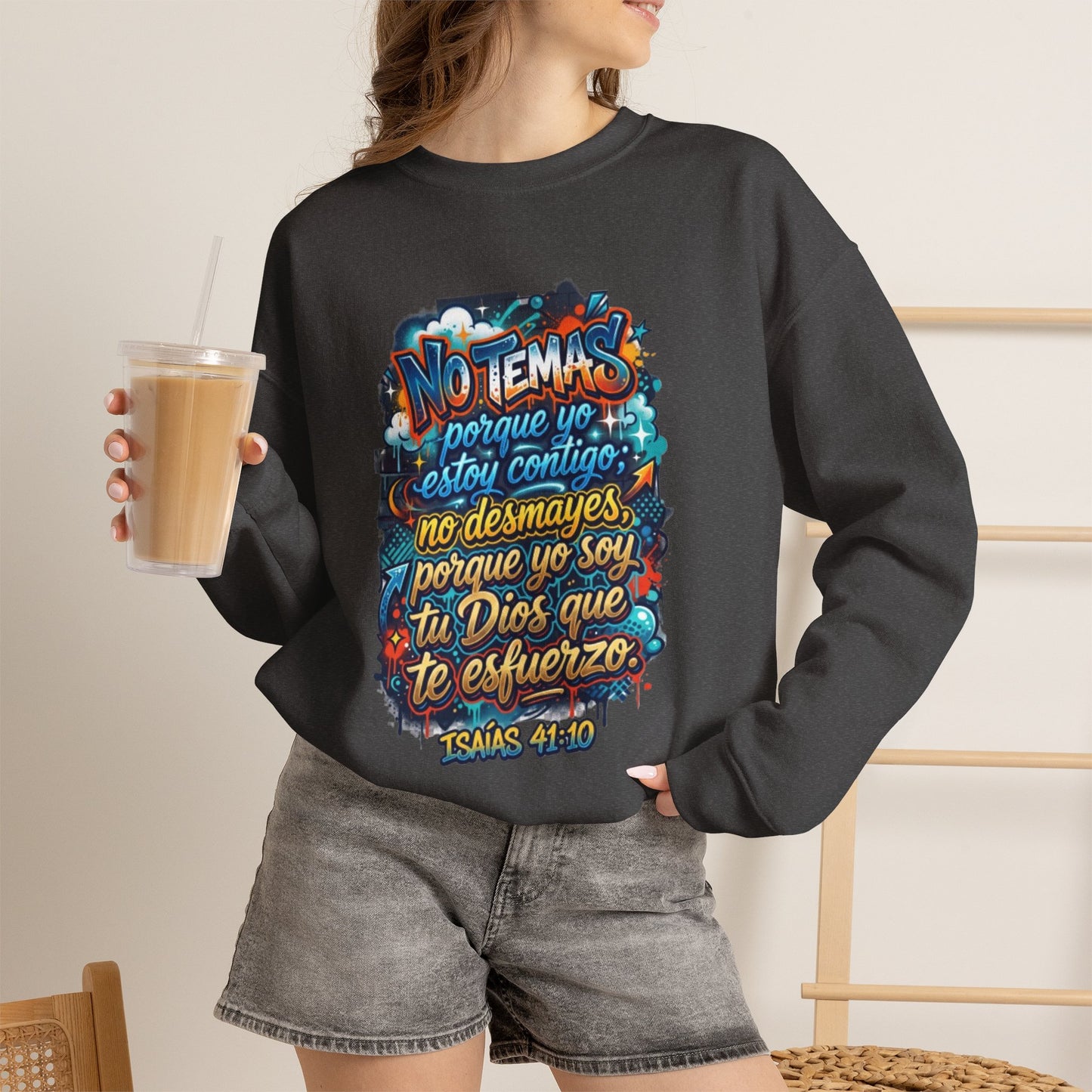 Sweatshirt — "No temas" Spanish Faith Crewneck (Isaías 41:10)