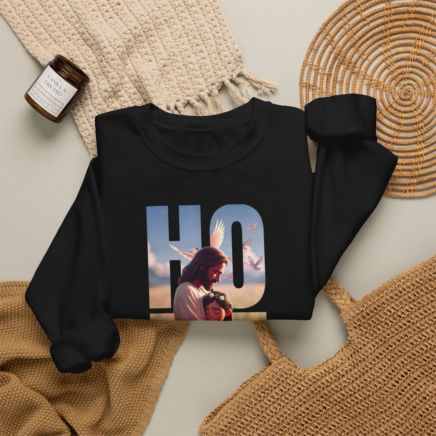 Hope Crewneck Sweatshirt — "Hope: Jesus never leaves you" Christian Faith Pullover