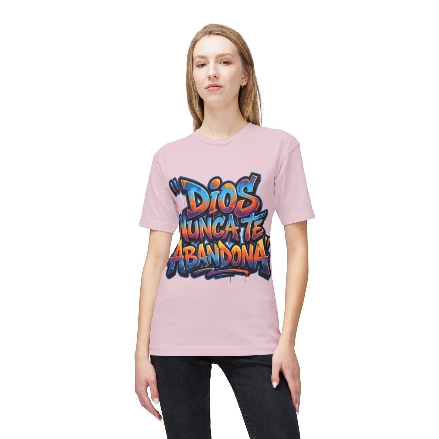Dios Nunca Te Abandona Graphic T-Shirt — Colorful Spanish Faith Tee