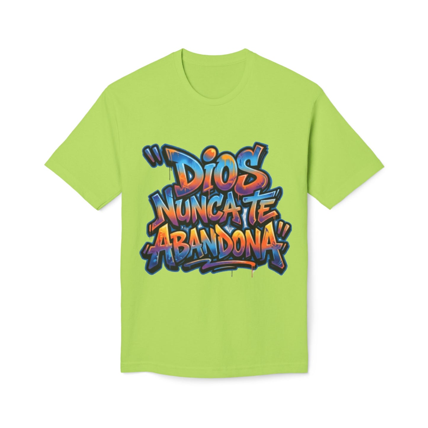 Dios Nunca Te Abandona Graphic T-Shirt — Colorful Spanish Faith Tee