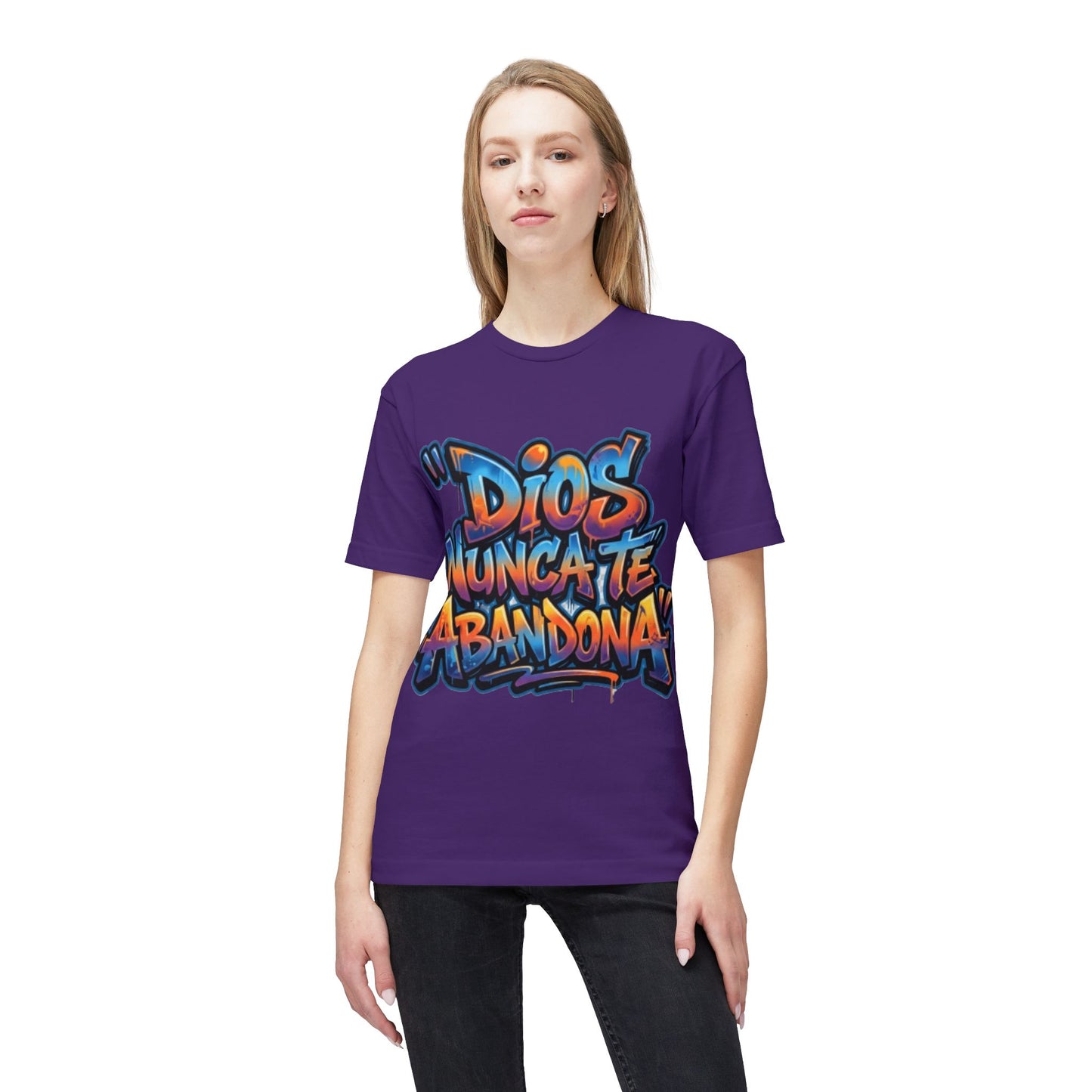 Dios Nunca Te Abandona Graphic T-Shirt — Colorful Spanish Faith Tee