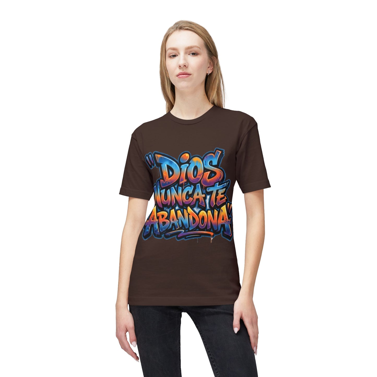 Dios Nunca Te Abandona Graphic T-Shirt — Colorful Spanish Faith Tee