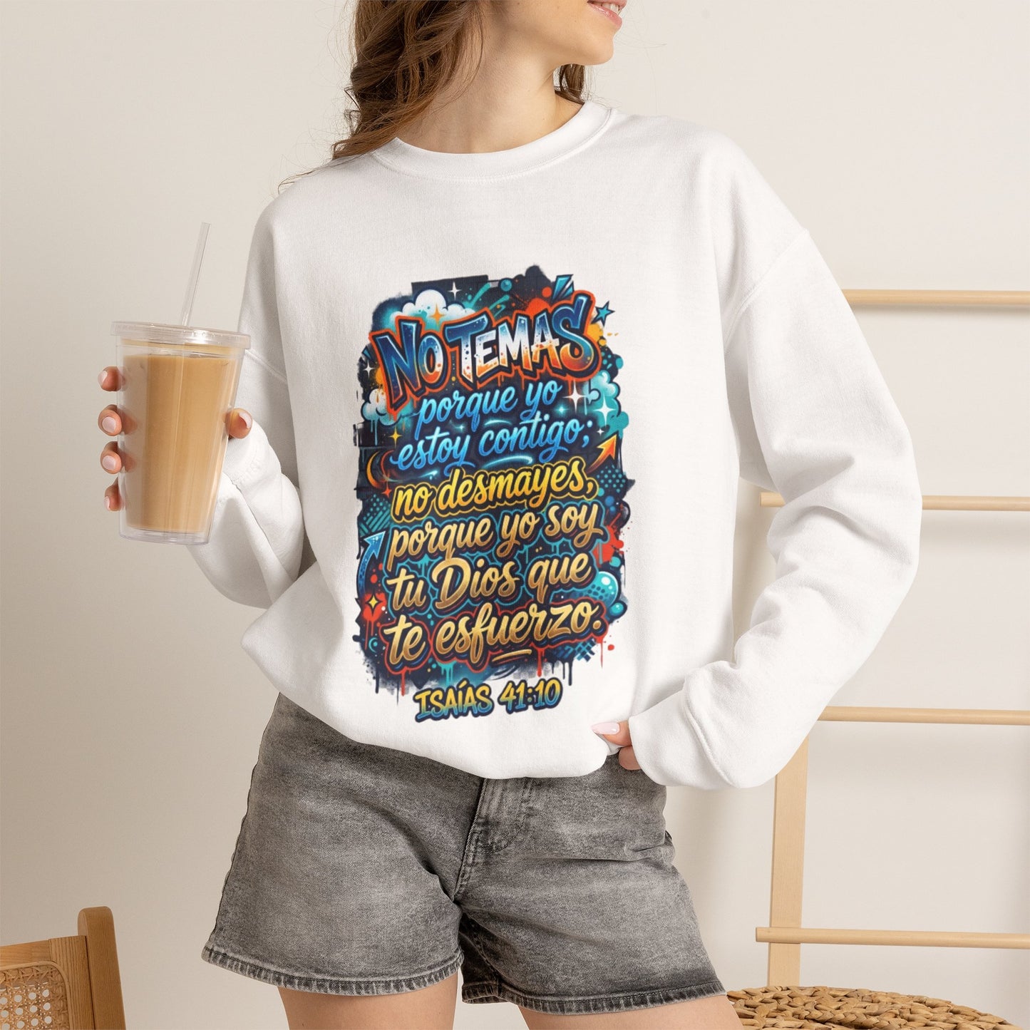 Sweatshirt — "No temas" Spanish Faith Crewneck (Isaías 41:10)