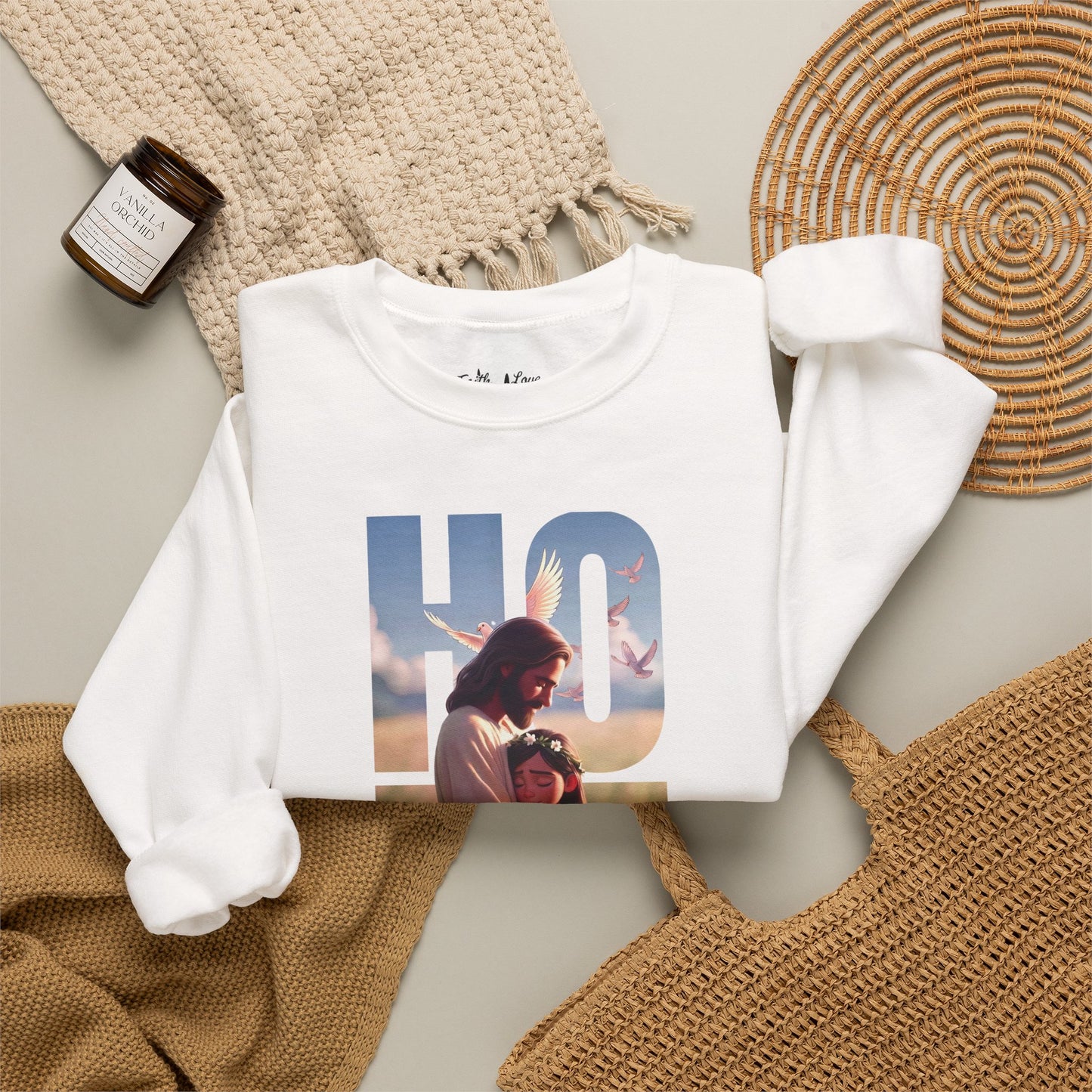 Hope Crewneck Sweatshirt — "Hope: Jesus never leaves you" Christian Faith Pullover