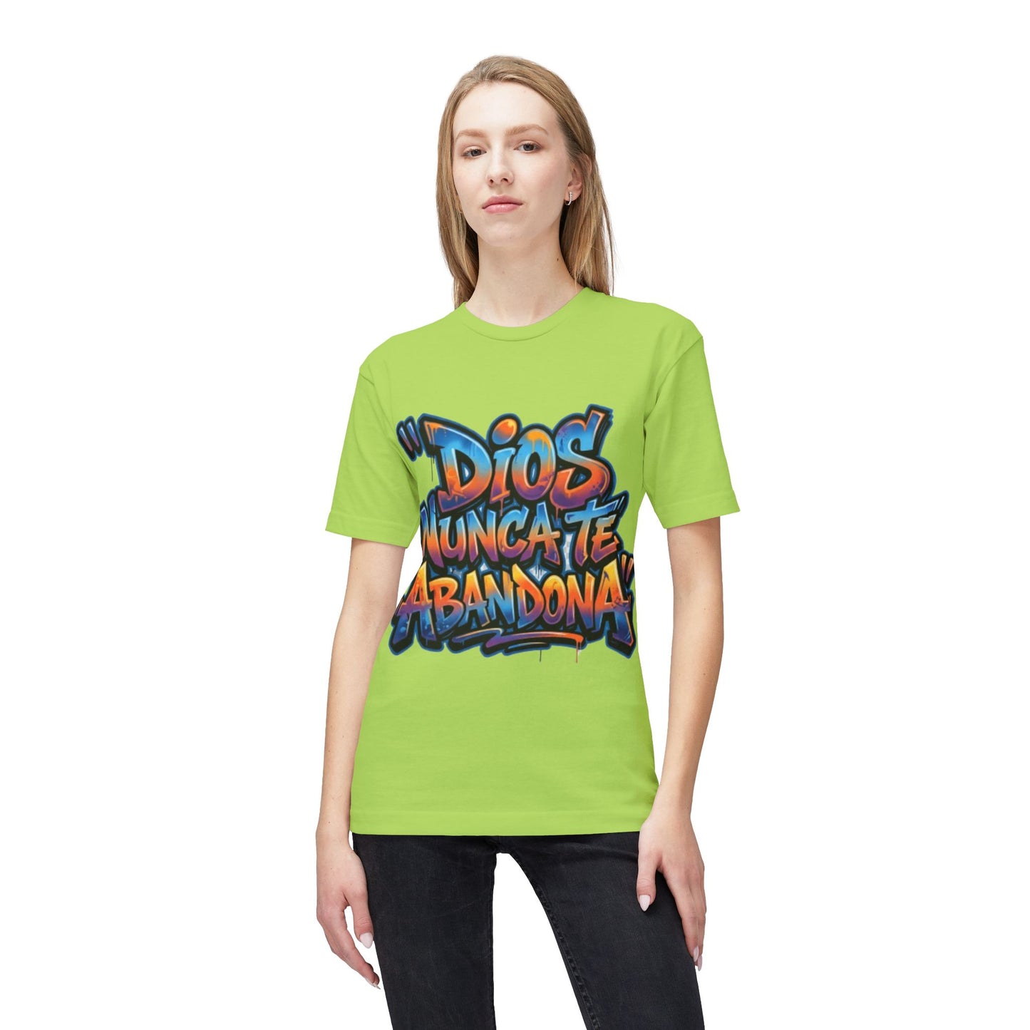 Dios Nunca Te Abandona Graphic T-Shirt — Colorful Spanish Faith Tee